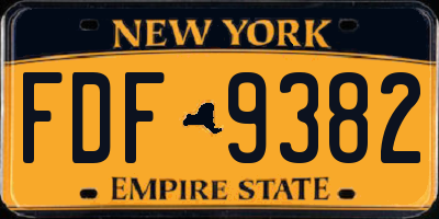 NY license plate FDF9382