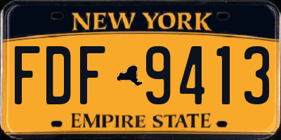 NY license plate FDF9413