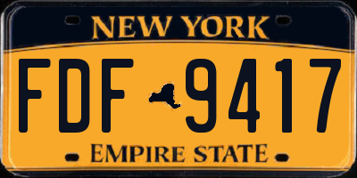 NY license plate FDF9417