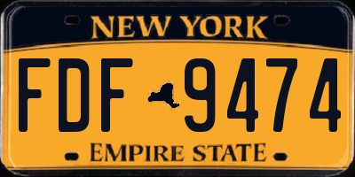 NY license plate FDF9474