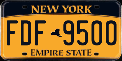 NY license plate FDF9500