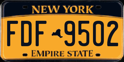 NY license plate FDF9502