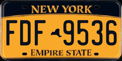 NY license plate FDF9536
