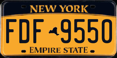 NY license plate FDF9550