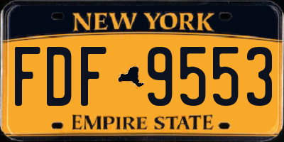 NY license plate FDF9553