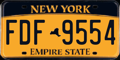 NY license plate FDF9554