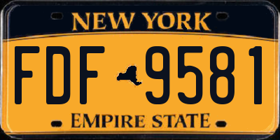 NY license plate FDF9581