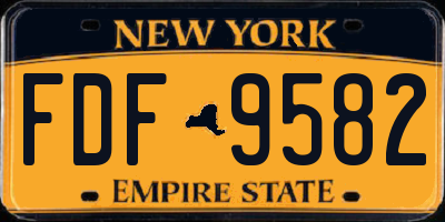 NY license plate FDF9582