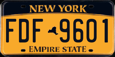 NY license plate FDF9601