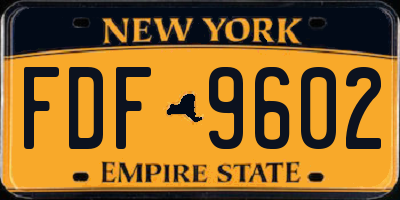 NY license plate FDF9602
