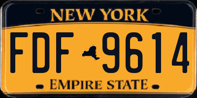 NY license plate FDF9614