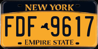 NY license plate FDF9617