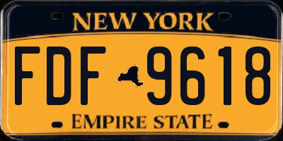 NY license plate FDF9618