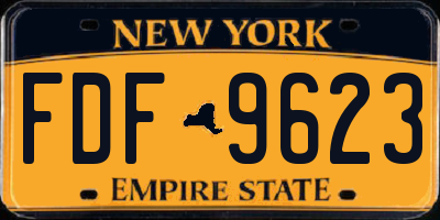 NY license plate FDF9623