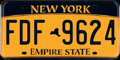 NY license plate FDF9624