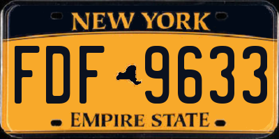 NY license plate FDF9633