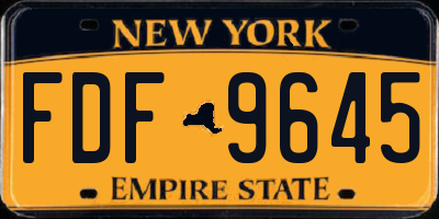 NY license plate FDF9645