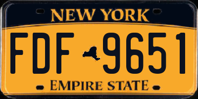 NY license plate FDF9651