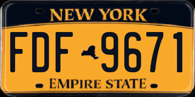 NY license plate FDF9671