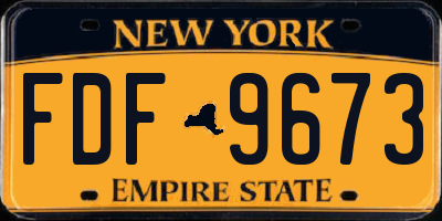 NY license plate FDF9673