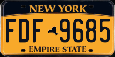 NY license plate FDF9685