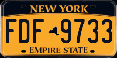 NY license plate FDF9733