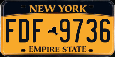 NY license plate FDF9736