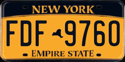 NY license plate FDF9760