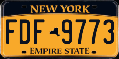 NY license plate FDF9773
