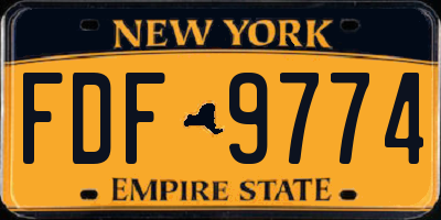 NY license plate FDF9774