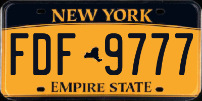 NY license plate FDF9777