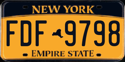 NY license plate FDF9798