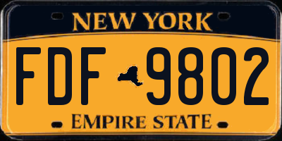 NY license plate FDF9802