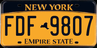 NY license plate FDF9807