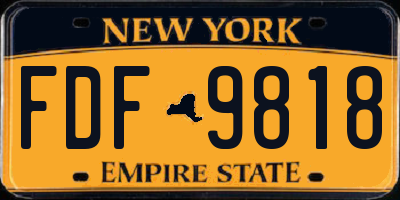 NY license plate FDF9818