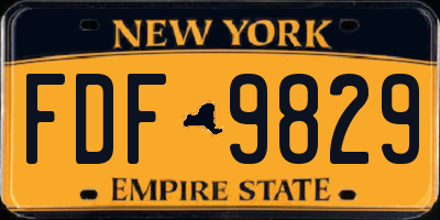 NY license plate FDF9829