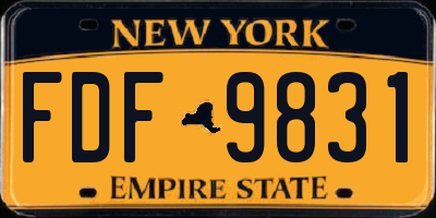 NY license plate FDF9831