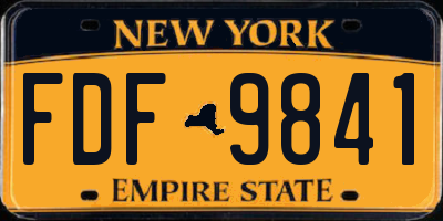 NY license plate FDF9841
