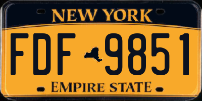 NY license plate FDF9851