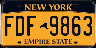 NY license plate FDF9863