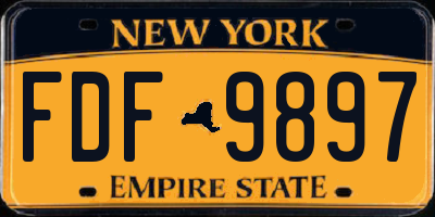 NY license plate FDF9897