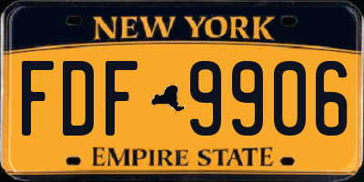 NY license plate FDF9906