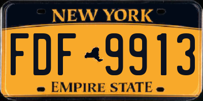 NY license plate FDF9913