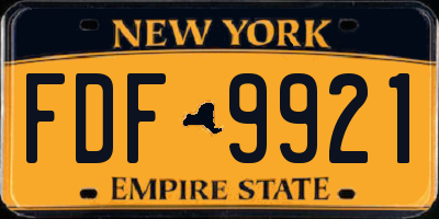 NY license plate FDF9921