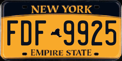 NY license plate FDF9925