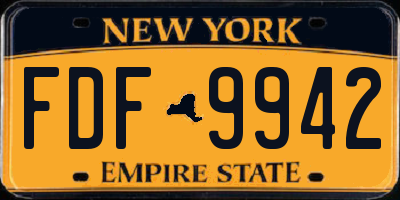 NY license plate FDF9942