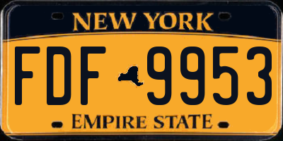 NY license plate FDF9953