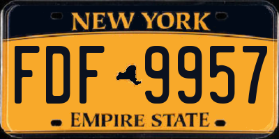 NY license plate FDF9957