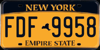 NY license plate FDF9958