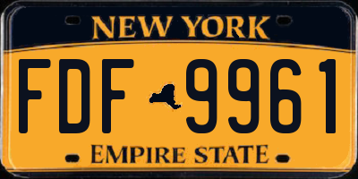 NY license plate FDF9961